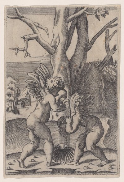 Dois Cupidos, c. 1519. de Agostino Veneziano