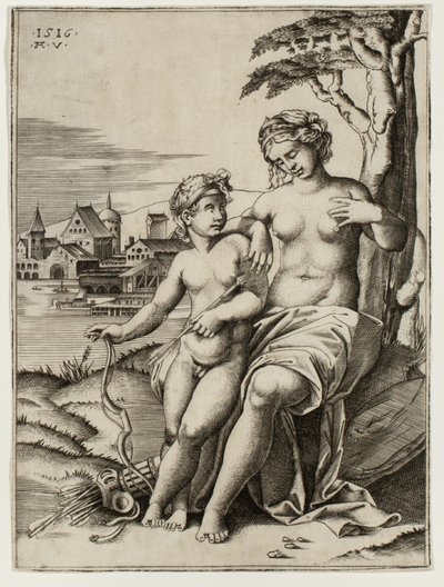 Vênus Ferida pelo Dardo do Cupido de Agostino dei Musi
