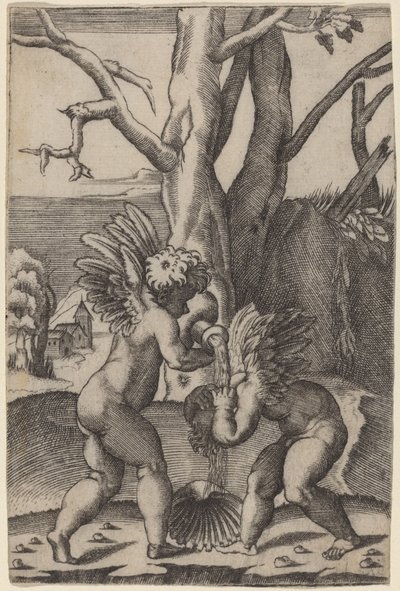 Dois amores de Agostino dei Musi after Raphael
