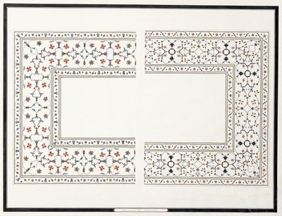 Espécimes dos Mosaicos, da Tumba do Imperador, c. 1815 de Agra School