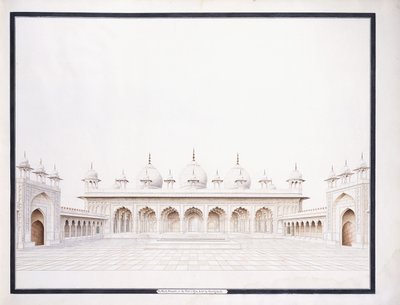 O Moti Musjid no Forte de Agra, c. 1815 (lápis ew - c) de Agra School