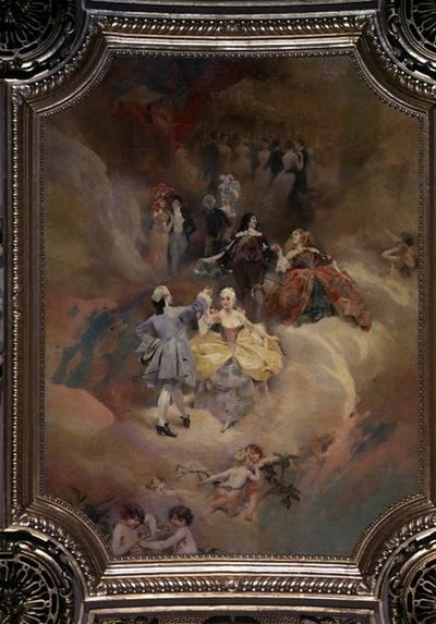 Dança através da Idade desde o teto do salão de baile (mural) de Aimé Nicolas Morot