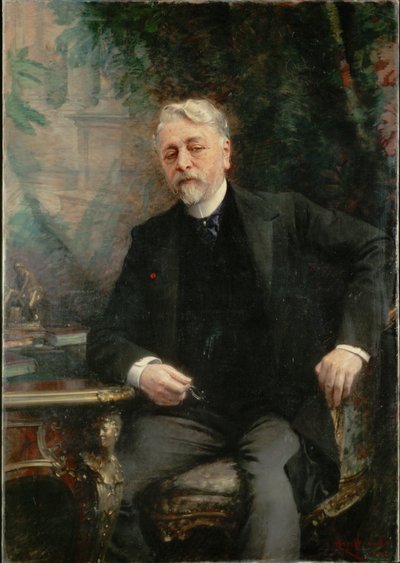 Gustave Eiffel, engenheiro, construiu a Torre Eiffel em Paris ... (pintura sobre tela) de Aimé Nicolas Morot