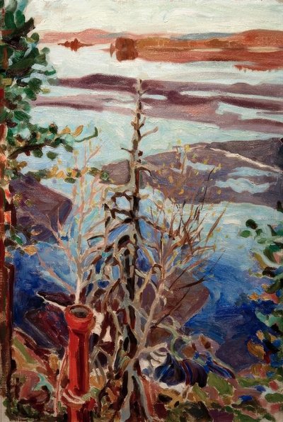 Gelo da primavera, vista do telhado em Kalela de Akseli Valdemar Gallen-Kallela