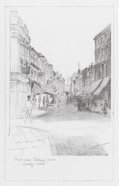 Vias de Londres: Brick Lane, virada para sul (litografia) de Alan Stapleton
