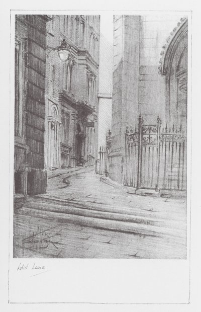 Vias de Londres: Idol Lane (litografia) de Alan Stapleton