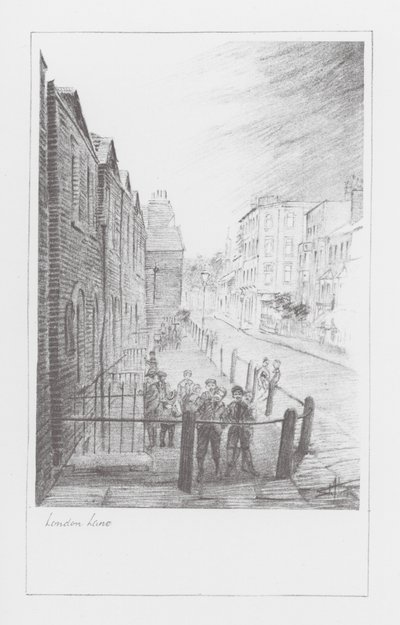 Pistas de Londres: London Lane (litografia) de Alan Stapleton