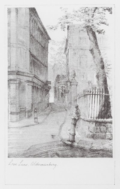 Vias de Londres: Love Lane, Aldermanbury (litografia) de Alan Stapleton