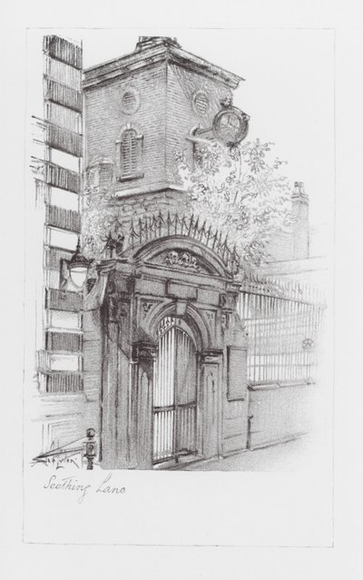Vias de Londres: Seething Lane (litografia) de Alan Stapleton