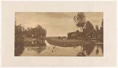 Paisagem com a quinta e o gado junto à água, (Holanda do Norte?), Países Baixos de Alb. Kapteijn