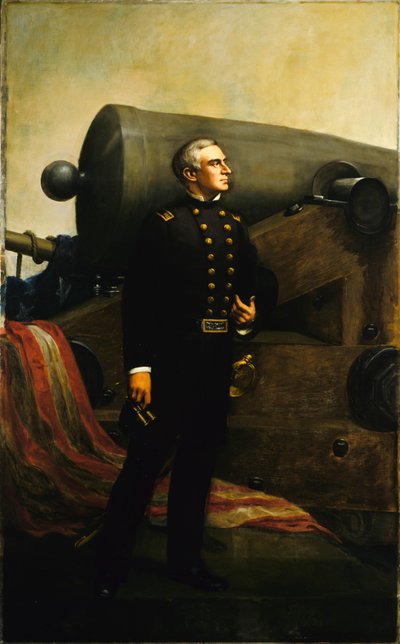 A primeira arma em Fort Sumter Major Robert Anderson, ca. 1861 de Alban Jasper Conant
