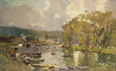 Ao longo do Sena em Meudon, c.1893 (óleo sobre tela) de Albert Charles Lebourg