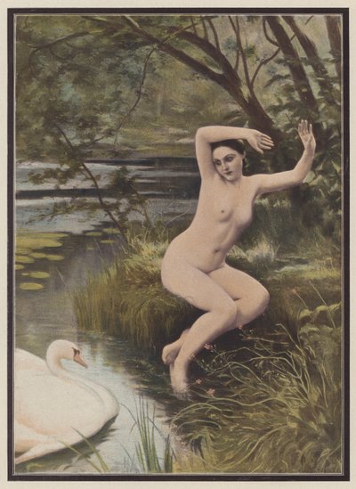 Leda, princesa espartana da mitologia grega (cor litho) de Albert (after) Aublet