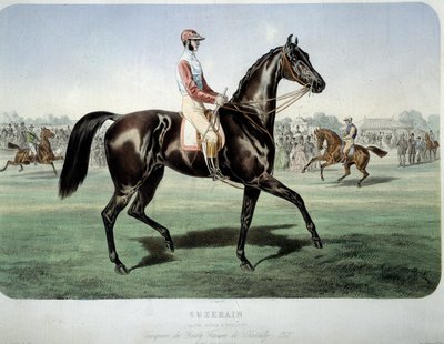 Corrida: "Suzerain, vencedora do derby Chantilly em 1868" Litografia de Albert Adam (1833-?) Coleção Privada de Albert Adam