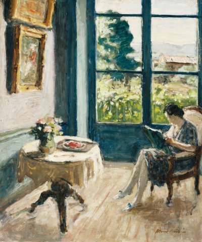 O Salão de Laudin; Le Salon a Laudin, c.1930 (óleo sobre tábua) de Albert Andre