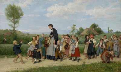 A caminhada na escola. 1872 de Albert Anker