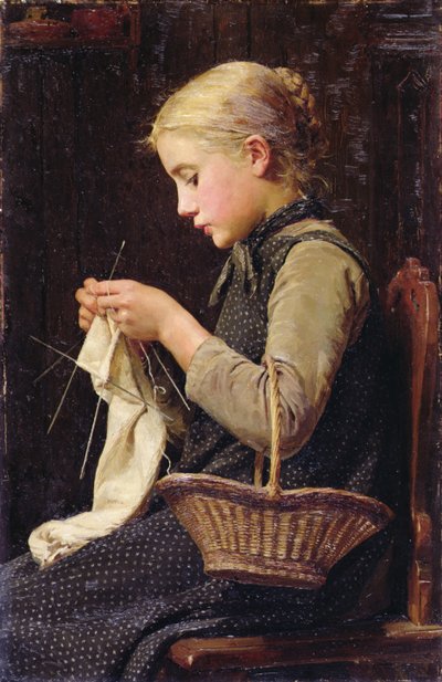 Garota de tricô de Albert Anker