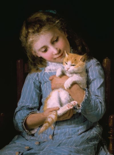 Rapariga com gato de Albert Anker