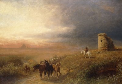 Pôr do sol em Campagna; Clima de noite em Campagna de Albert Arnz