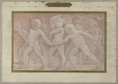 Esboço para a Salle des Fêtes no Hôtel de Ville em Paris: Cotillons, entre 1889 e 1895 (óleo) de Albert Aublet