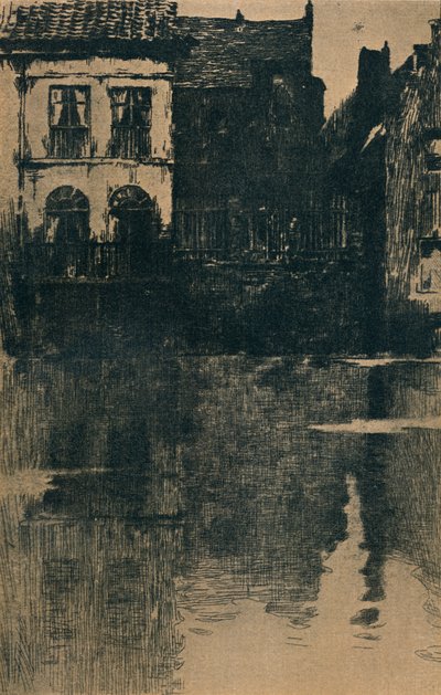 Casas Antigas pela Água, c1886-1906, 1906-7 de Albert Baertsoen