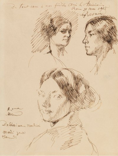 Três cabeças de retrato de uma mulher de Albert Besnard