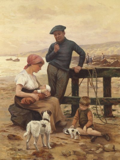 Um pescador e sua família de Albert Besnou