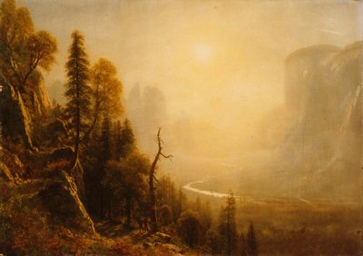 Estudo para o vale de Yosemite, Glacier Point Trail, de Albert Bierstadt