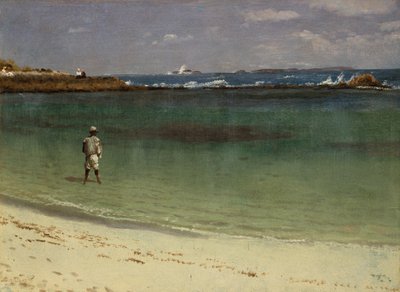 Cena da costa das Índias Ocidentais, c.1880-93 (óleo sobre papel montado em painel de fibras) de Albert Bierstadt