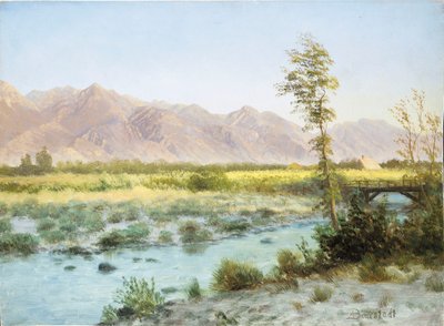Paisagem Ocidental (óleo sobre papel) de Albert Bierstadt