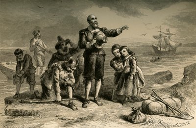 Aterragem dos peregrinos, 1877. de Albert Bobbett
