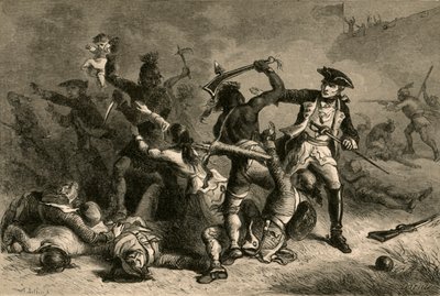 Montcalm tentando parar o massacre, 1877. de Albert Bobbett