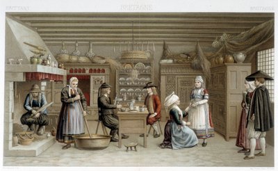 Fatos bretões e interiores do século XIX - em "Le costume ancien et historique" de Racinet de Albert Charles August Racinet