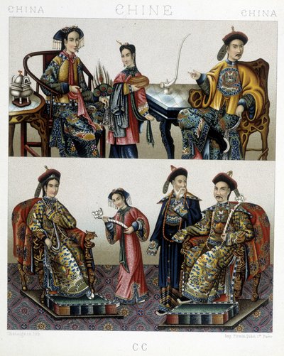 Aristocracia chinesa - em "Le costume historique" de Racinet de Albert Charles August Racinet