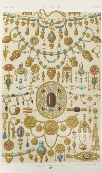 Etrusco, placa 7 de "Ornamento Policromático": Cem Placas em Ouro, Prata e Cores