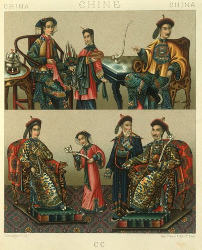 Ilustração da família Imperial de Chin; China de Albert Charles August Racinet