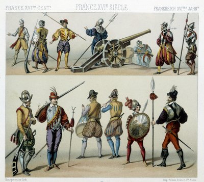 Guerreiros no século XVI - em "O traje histórico" de Racinet de Albert Charles August Racinet