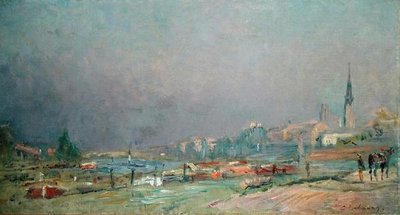 Na margem do rio (óleo sobre tela) de Albert Charles Lebourg