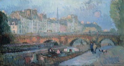 A Pont Neuf e o Quai de la Monnaie, Paris de Albert Charles Lebourg