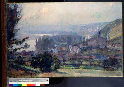 Vista de Vetheuil, pôr do sol, 1897 de Albert Charles Lebourg