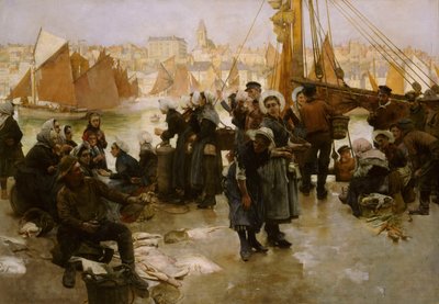 Partida da frota pesqueira, Boulogne, 1891 de Albert Chevallier Tayler