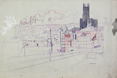 Cidade Industrial (Leeds) (caneta e tinta e aguarela sobre papel) de Albert Daniel Rutherston
