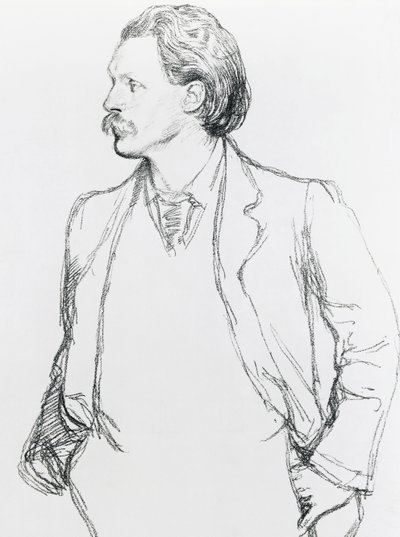 Retrato de George Gissing, romancista inglês de Albert Daniel Rutherston
