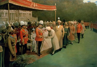 Eduardo VII recebendo Maharajahs e Dignitários antes da sua Coroação de Albert E. Harris