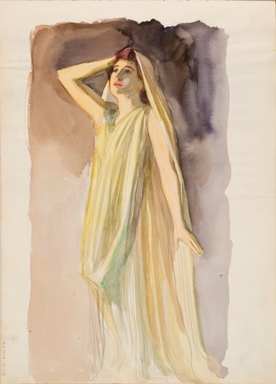 Aino Ackté como Alcestis, esboço de corpo inteiro de Albert Edelfelt