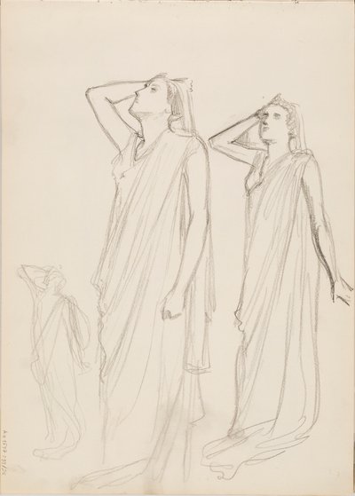 Aino Ackté como Alcestis, três esboços de Albert Edelfelt