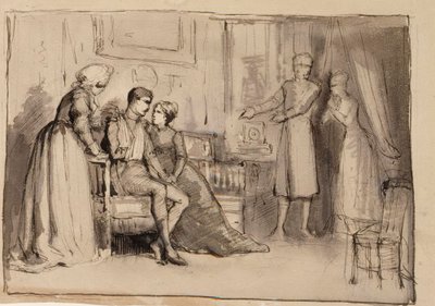 O Regresso do Capitão, Estudo de composição. Ilustrações para «Julqvällen» (Véspera de Natal), de J. L. Runeberg de Albert Edelfelt