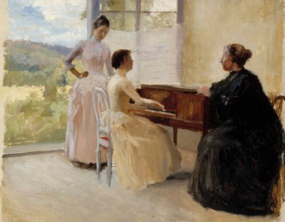 Na sala de estar de Haikko, estudo de Albert Edelfelt