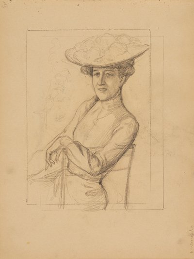 Mulher sentada com um chapéu de Albert Edelfelt