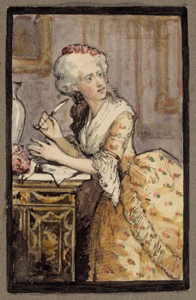 Mulher a Escrever, Estudo para a Mulher do Rococó de Albert Edelfelt